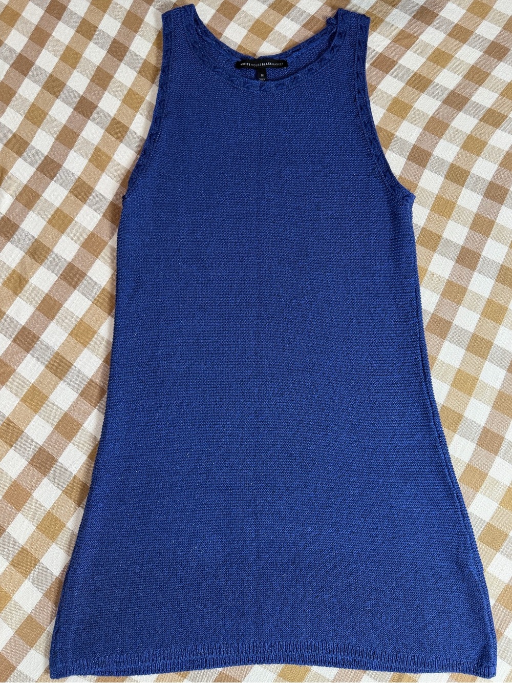 White House Black Market Blue Textured Knit Sleeveless Sweater Tank Medium